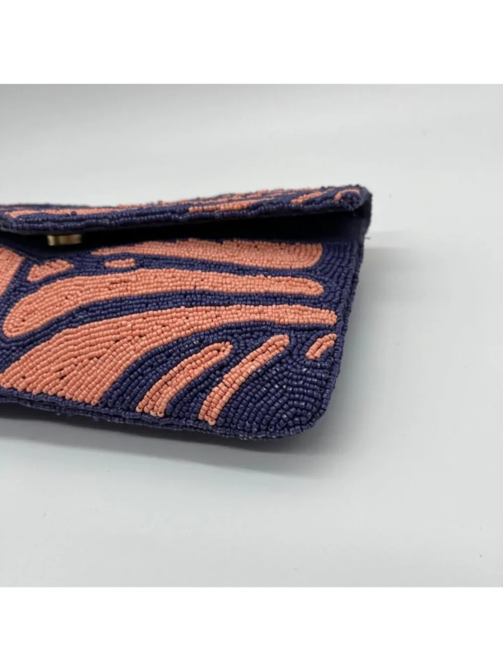 On 34th Beaded Pink and Blue Envelope Clutch Bag